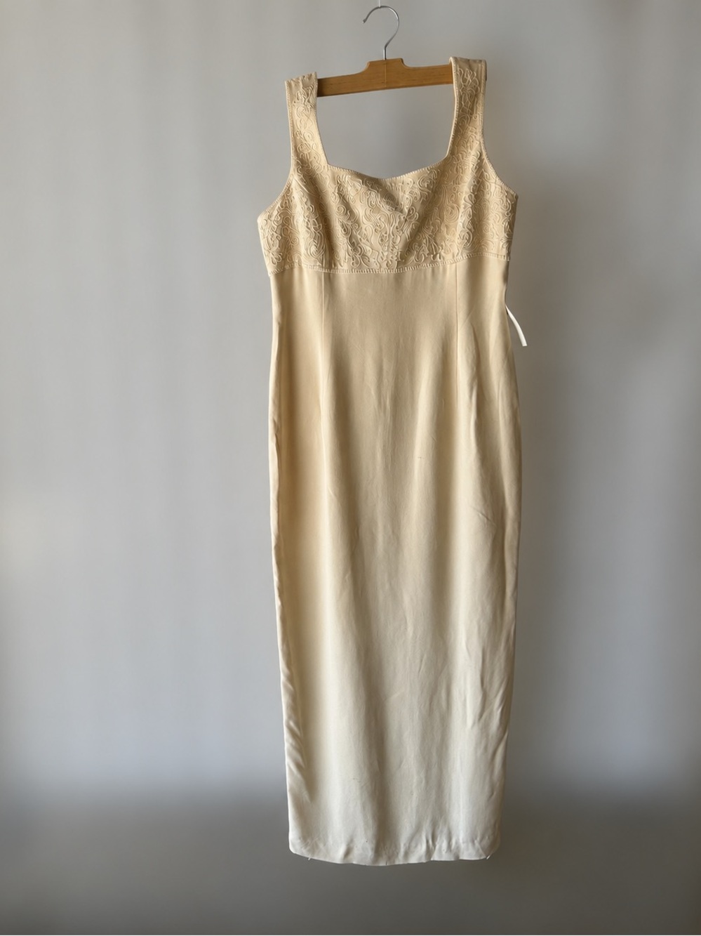 Buttercream vintage 90s minimalist 100% Silk Maxi Dress, women’s size 10